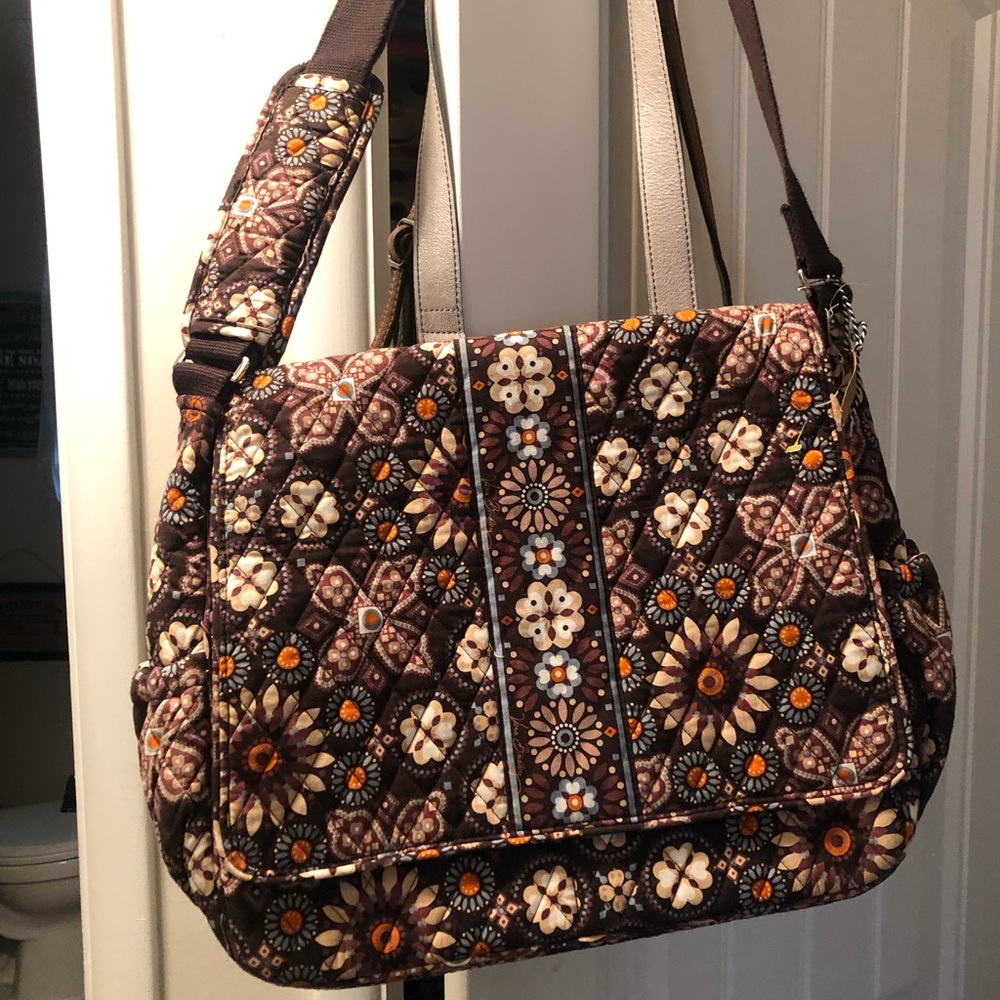 Vera Bradley Quilted Floral Shoulder Bag messenger laptop